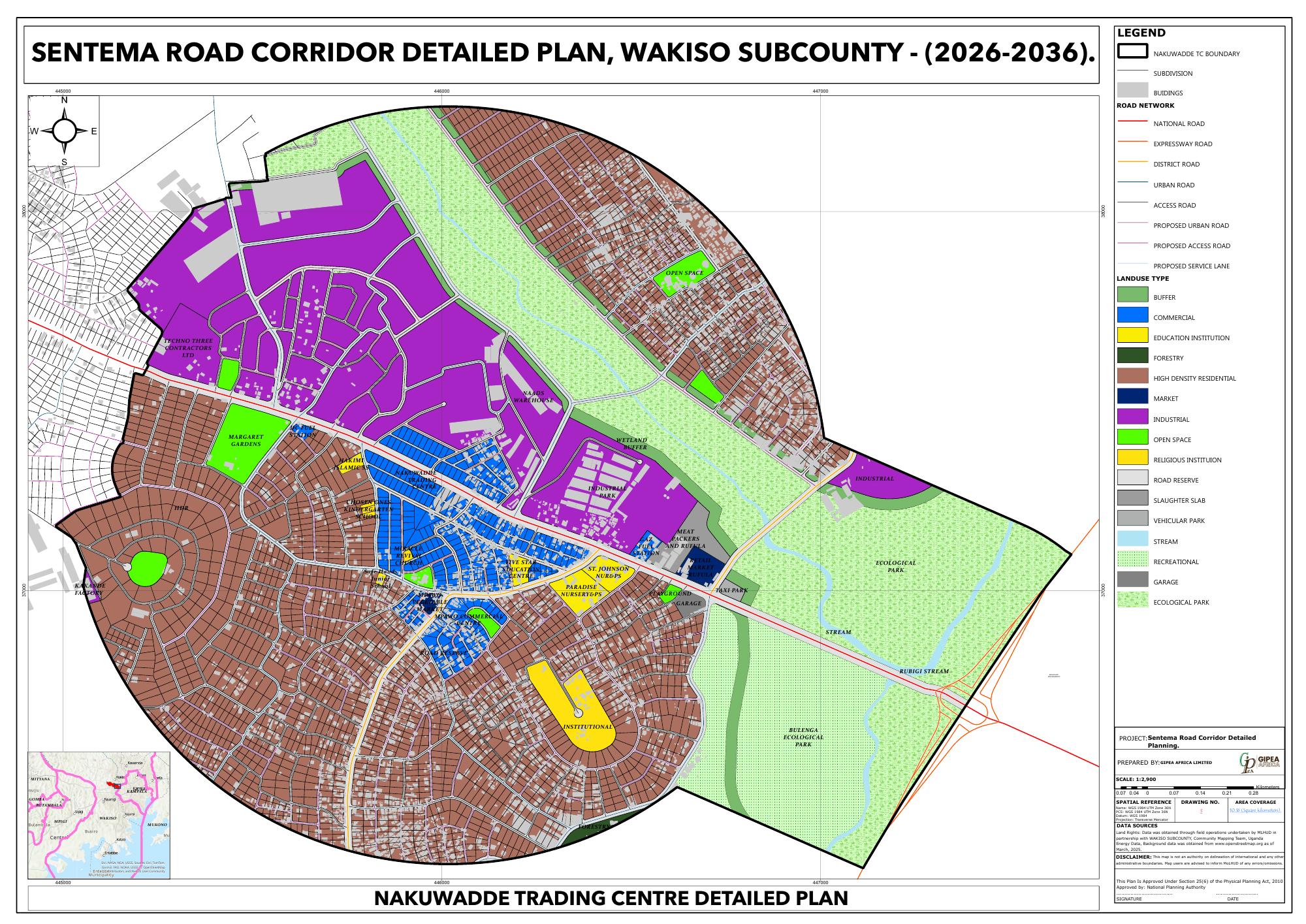 Sentema Road Corridor Detailed Plan physical development plan, 2026–2036